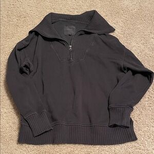 Aerie Charcoal Quarter-Zip Pullover Sweater